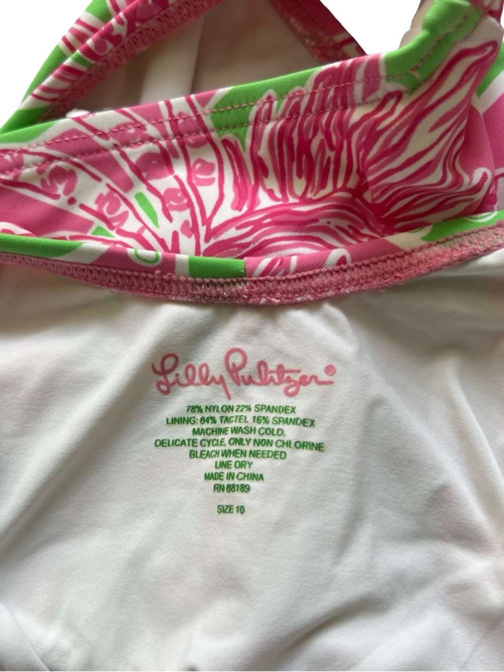 Lilly Pulitzer Pink & Green Tropical One-Piece Swimsuit - Picture 3 of 4